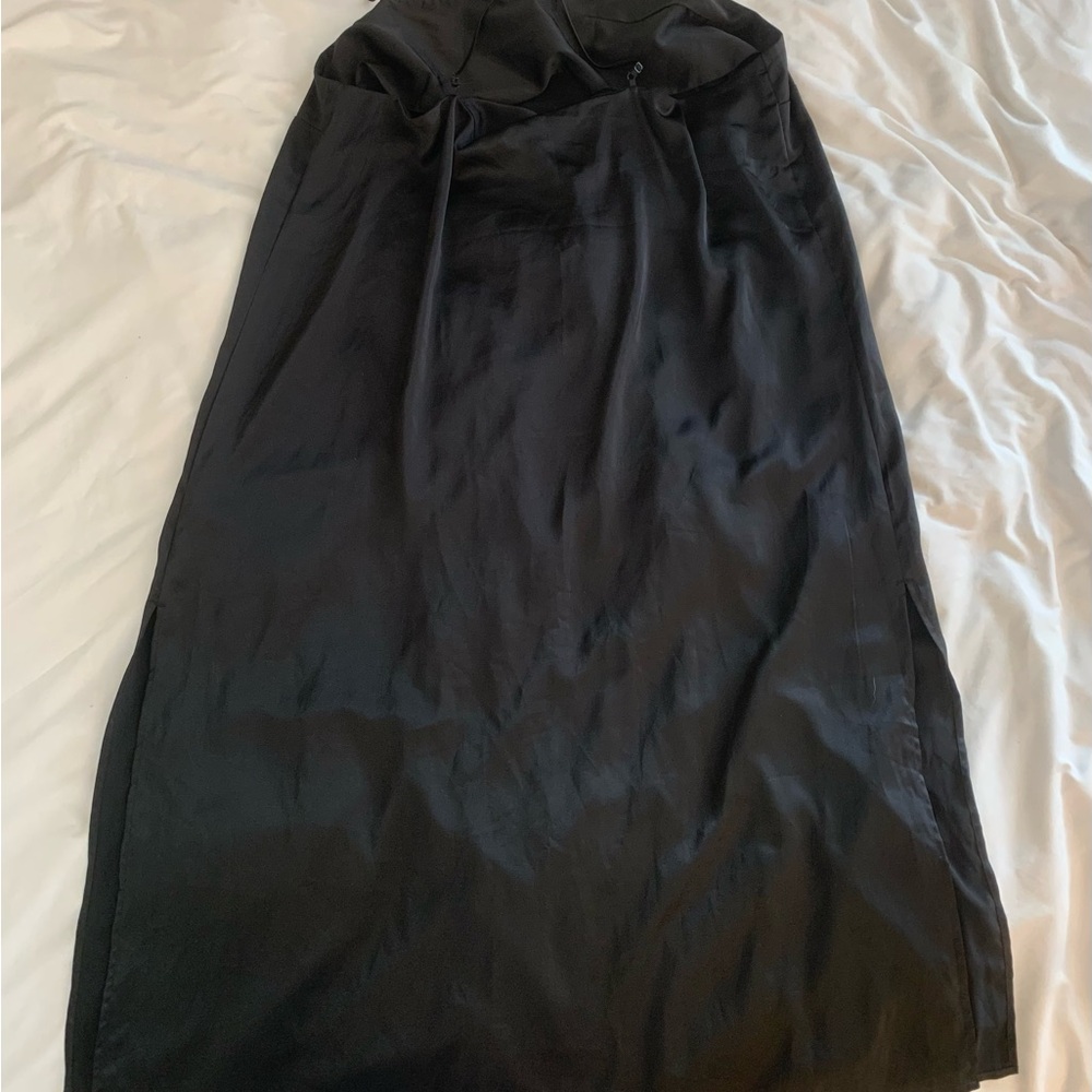 H&M Black Satin Maxi Skirt